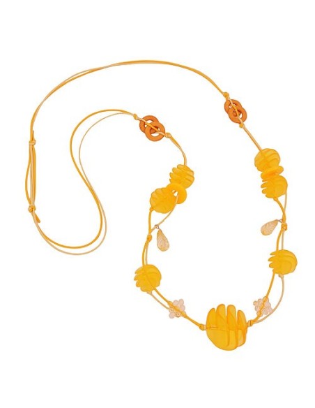 necklace yellow spiral beads cord