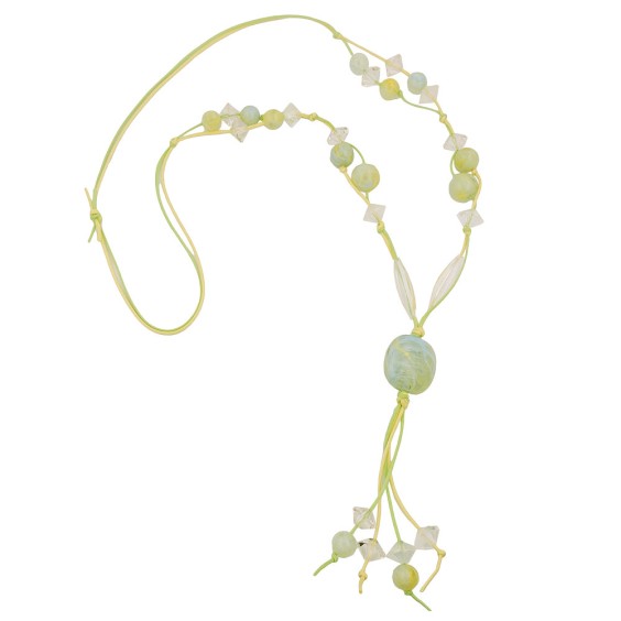 necklace beads light-green yellow