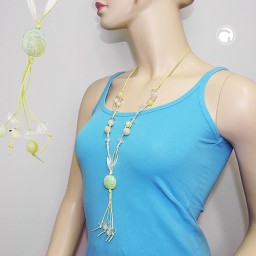 necklace beads light-green yellow