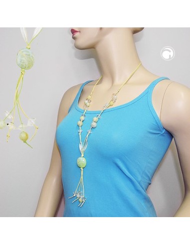 necklace beads light-green yellow