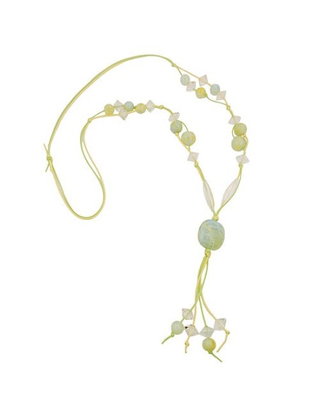 necklace beads light-green yellow