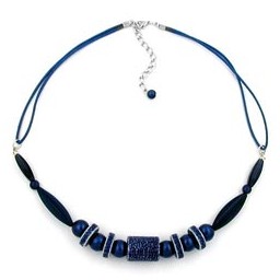 necklace dark blue/ metal coloured