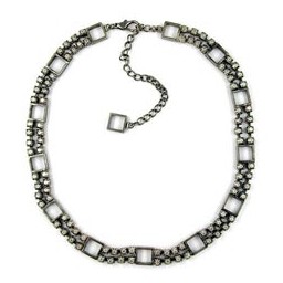 necklace antique silver 2 rows 32cm