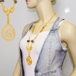 necklace yellow + antique-silver beads