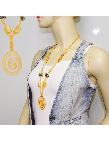 necklace yellow + antique-silver beads