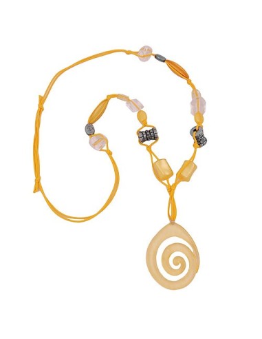 necklace yellow + antique-silver beads
