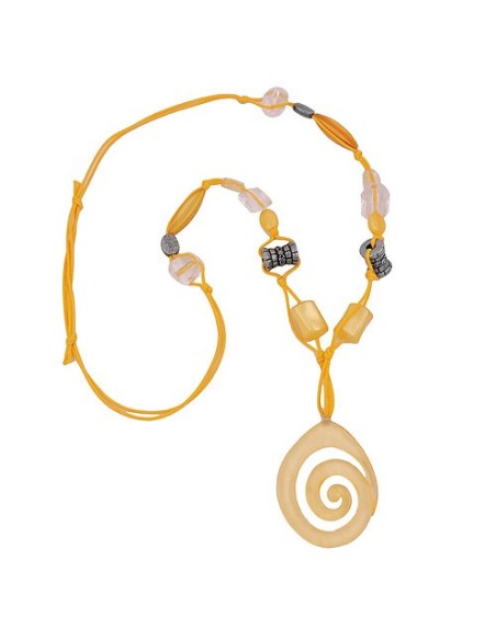 necklace yellow + antique-silver beads