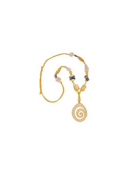 necklace yellow + antique-silver beads