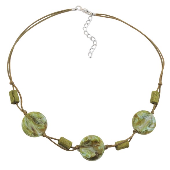 necklace beads on cord turquoise-olive