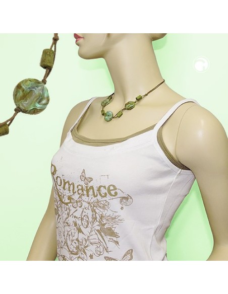necklace beads on cord turquoise-olive