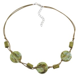 necklace beads on cord turquoise-olive