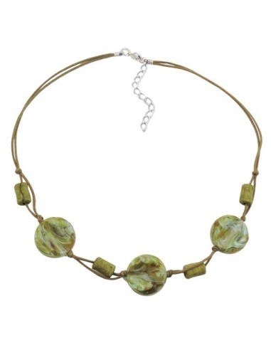 necklace beads on cord turquoise-olive