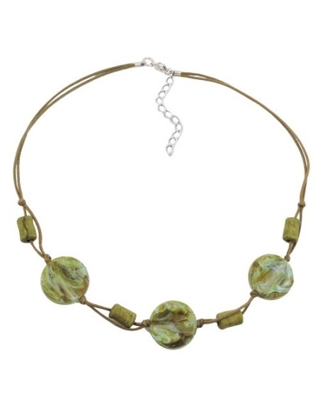 necklace beads on cord turquoise-olive