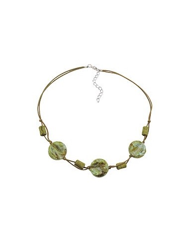 necklace beads on cord turquoise-olive