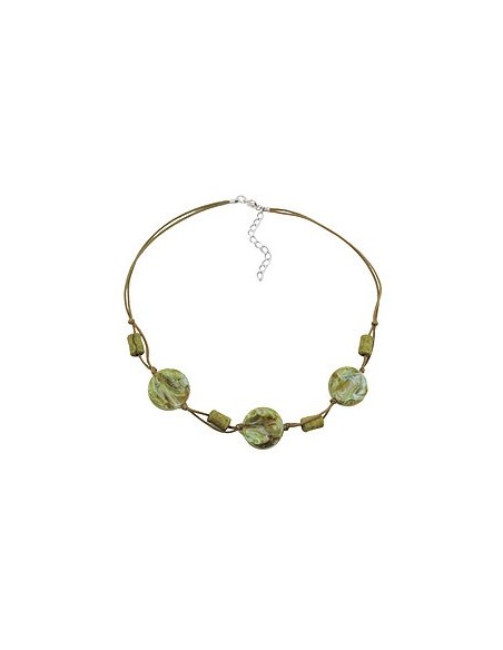 necklace beads on cord turquoise-olive