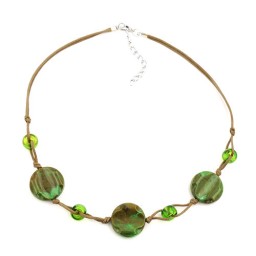 necklace beads on cord green-olive