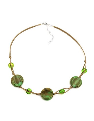 necklace beads on cord green-olive