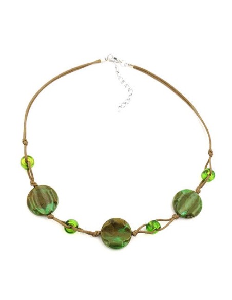 necklace beads on cord green-olive