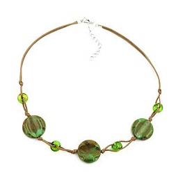 necklace beads on cord green-olive