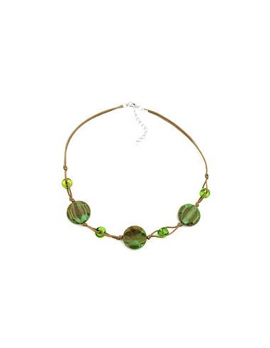 necklace beads on cord green-olive