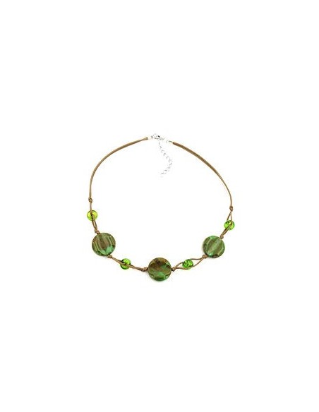 necklace beads on cord green-olive