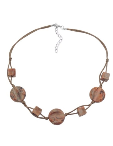 necklace beads on cord marbled brown