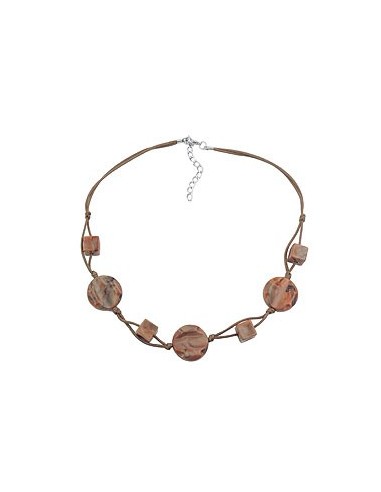necklace beads on cord marbled brown