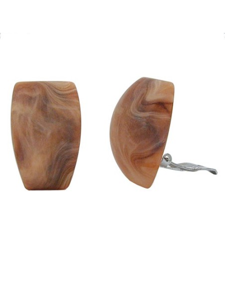clip-on earring trapezium beige brown marbled