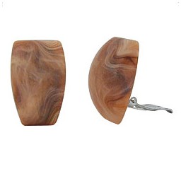 clip-on earring trapezium beige brown marbled