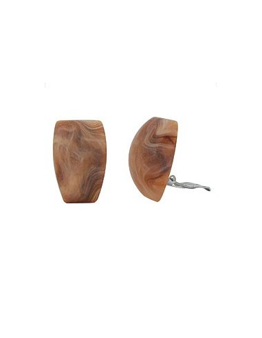 clip-on earring trapezium beige brown marbled