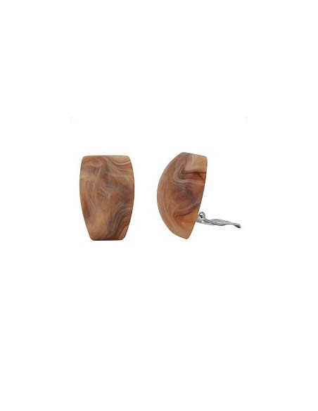 clip-on earring trapezium beige brown marbled