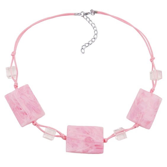 necklace wavy tetragon white-pink