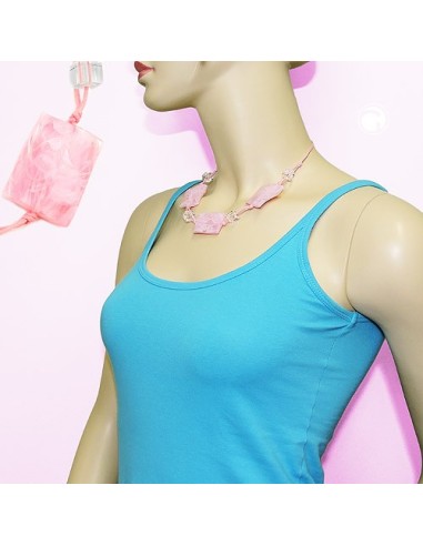 necklace wavy tetragon white-pink