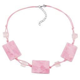 necklace wavy tetragon white-pink