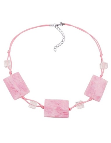 necklace wavy tetragon white-pink