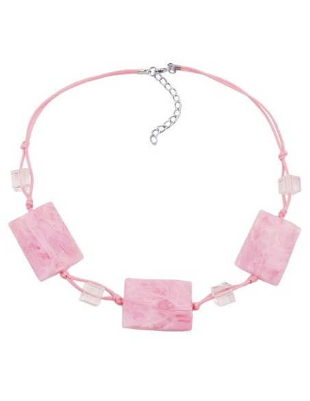 necklace wavy tetragon white-pink