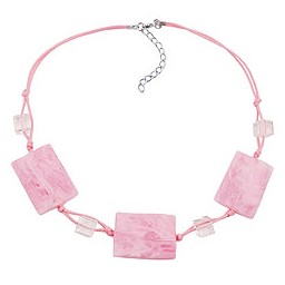 necklace wavy tetragon white-pink