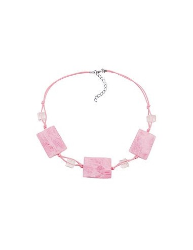 necklace wavy tetragon white-pink