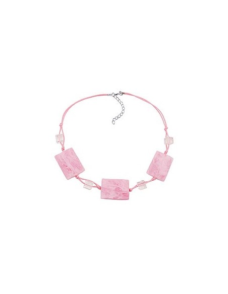 necklace wavy tetragon white-pink