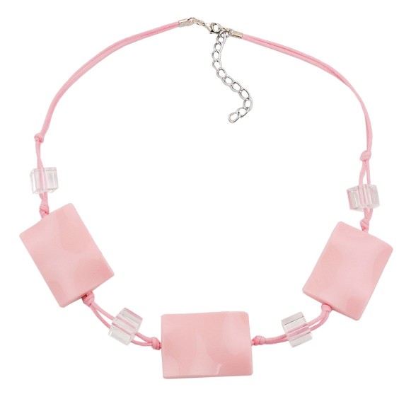 necklace wavy tetragon pink cord pink