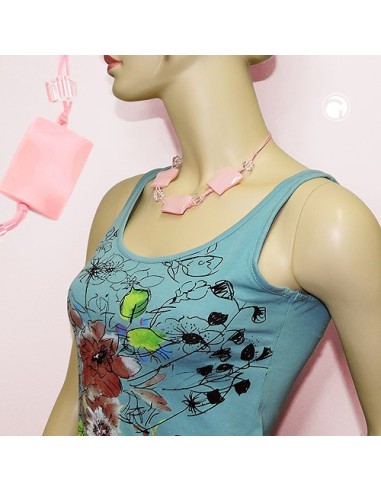 necklace wavy tetragon pink cord pink