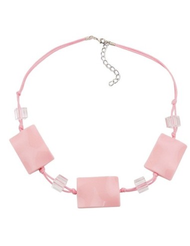 necklace wavy tetragon pink cord pink