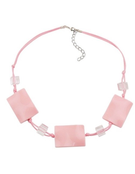 necklace wavy tetragon pink cord pink