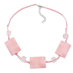 necklace wavy tetragon pink cord pink