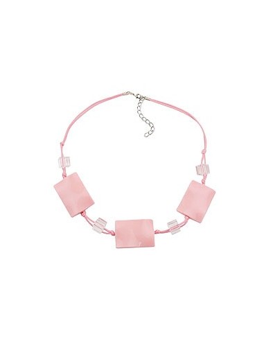 necklace wavy tetragon pink cord pink