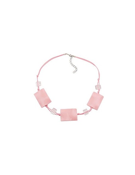 necklace wavy tetragon pink cord pink