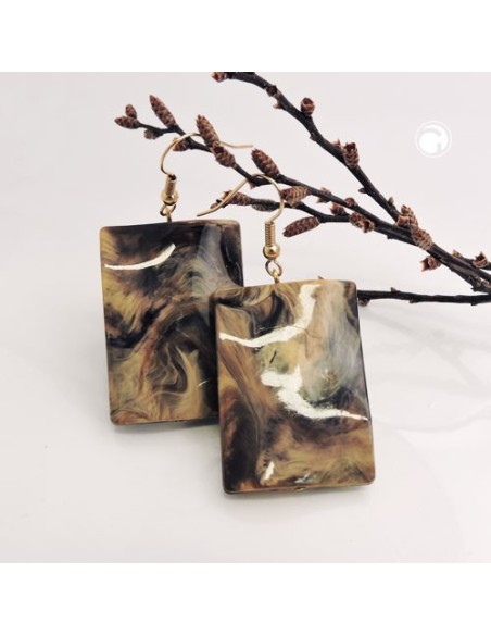 hook earrings pillow bead brown