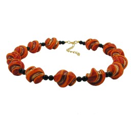 necklace screw beads red/orange/gold-coloured