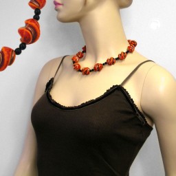 necklace screw beads red/orange/gold-coloured