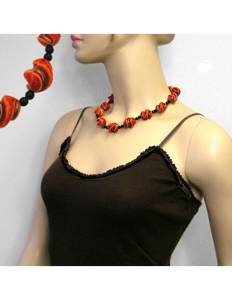 necklace screw beads red/orange/gold-coloured